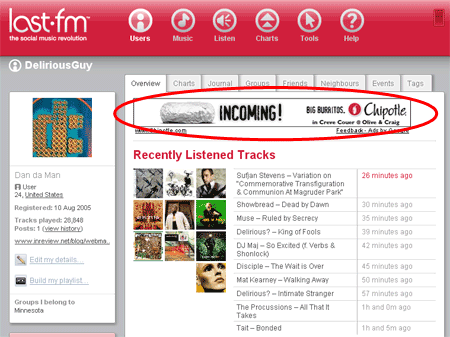 Chipotle Ad on Last.fm