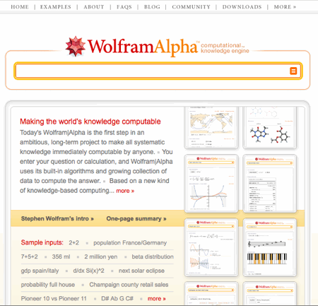 Wolfram Alpha Home Page Screenshot